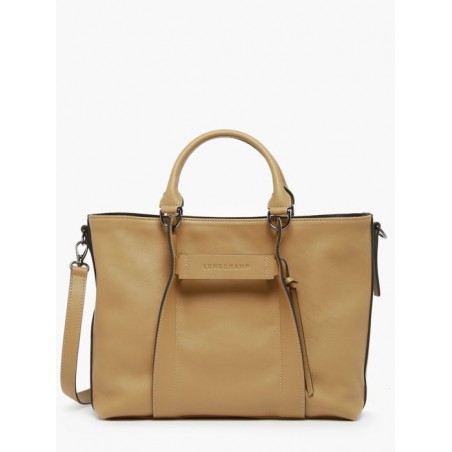 Sac porté main L Longchamp 3D cuir LONGCHAMP Tabac