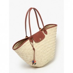 Panier XL Le Panier Pliage Tressé LONGCHAMP Brun