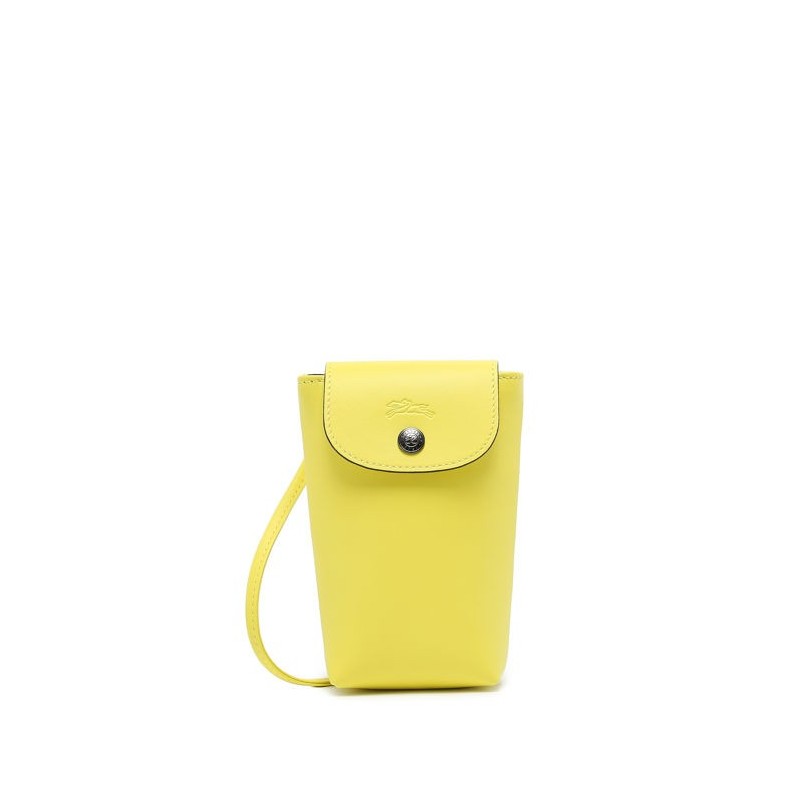 Étui téléphone Le Pliage Xtra cuir LONGCHAMP Citron