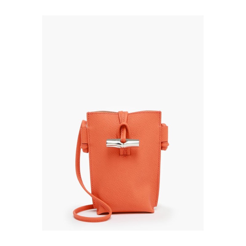 Etui téléphone Roseau cuir LONGCHAMP Orange