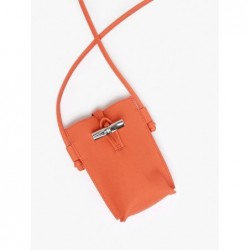 Etui téléphone Roseau cuir LONGCHAMP Orange