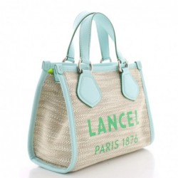 Lancel
Petit sac Summer Tote S toile et cuir Naturel Vert clair