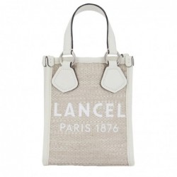 Lancel Mini cabas vertical Summer Tote en jute Naturel Blanc