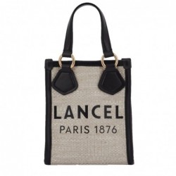 Lancel Mini cabas vertical Summer Tote en jute Naturel Noir